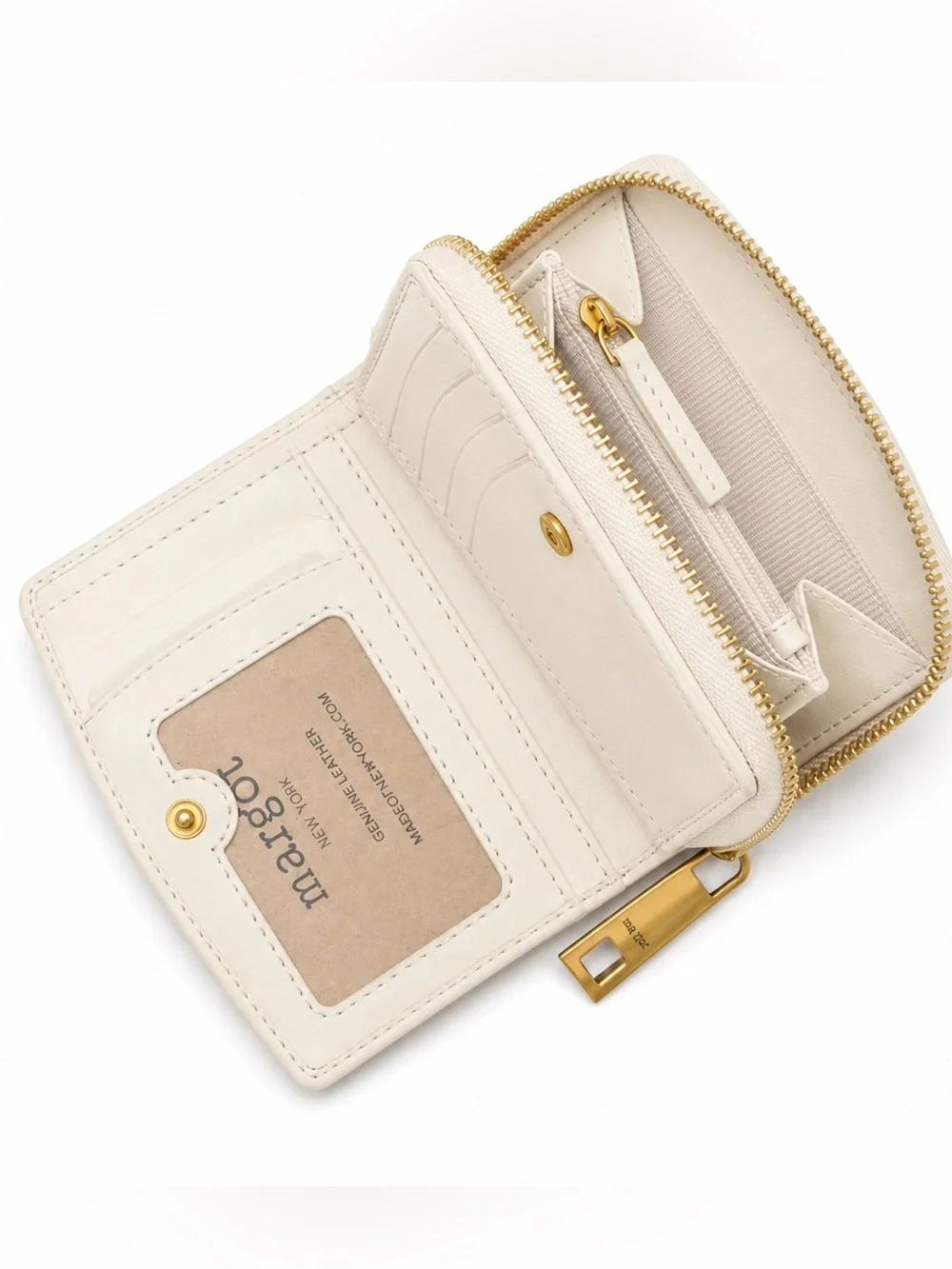 Margot Gina Compact Leather Wallet Off White Cream
